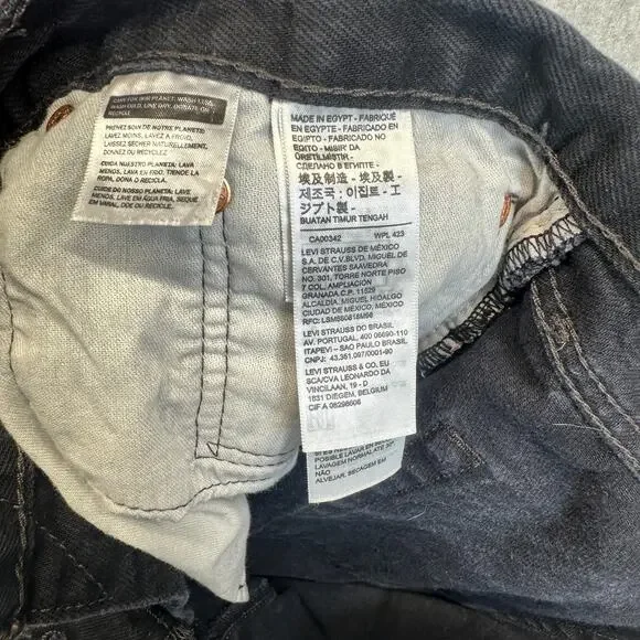 Levi's 501 Jeans Mens Size 40 x 30 Black Denim Button Fly Straight Leg 5-Pockets